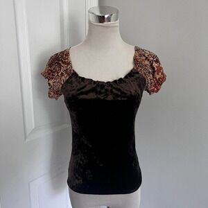 VINTAGE‎ BROWN TOKYO FASHION VELVET OFF THE SHOULDER TOP